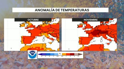 Anomalía de temperaturas en octubre y noviembre.