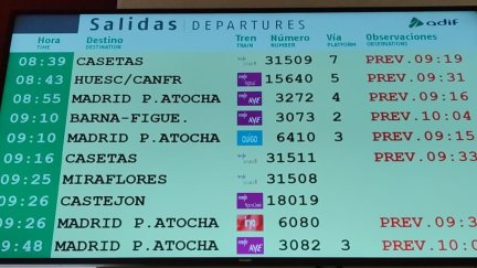Los trenes que circulan que vienen o van a Cataluña circulan con retraso.