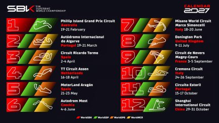 Calendario del Mundial de Superbikes para 2027.