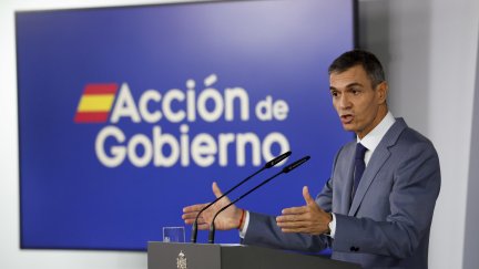 El presidente del Gobierno, Pedro Sánchez, en rueda la de prensa tras la reunión del Consejo de Ministros, este martes en el Palacio de la Moncloa