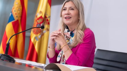 La vicepresidenta y portavoz del Gobierno de Aragón, Mar Vaquero, en rueda de prensa tras la reunión del Consejo de Gobierno.