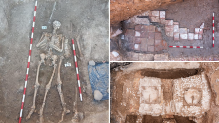 Algunos de los restos hallados en los trabajos de excavación en el marco de las obras de la reforma integral de la plaza de San Miguel de Zaragoza.