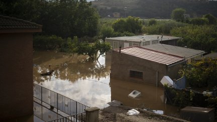 Una zona inundada en Tarragona, Catalunya (España).