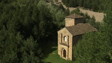 Imagen aérea de la Iglesia de Santa María de Iguácel.