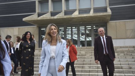 La vicepresidenta segunda y ministra de Trabajo, Yolanda Díaz, durante la celebración del VI Congreso Nacional del Sindicato de Inspectores de Trabajo y Seguridad Social (SITSS), a 16 de octubre de 2026, en Huesca.