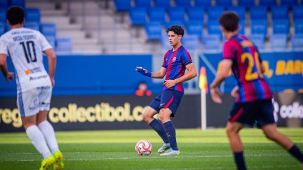 Una imagen del encuentro entre Barça Atlètic y Utebo.