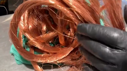 Cobre recuperado durante la operación.