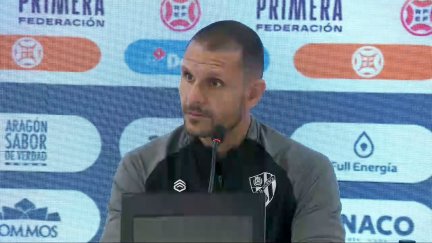 Albert Rudé en la rueda de prensa previa al partido ante el Nàstic
