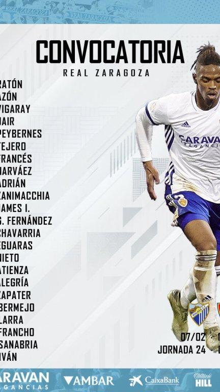Convocatoria para el encuentro ante el Málaga