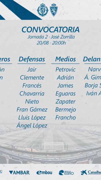 Convocatoria Real Zaragoza.