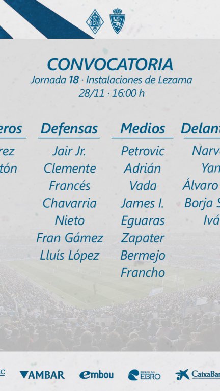 Convocatoria para enfrentarse al Amorebieta.