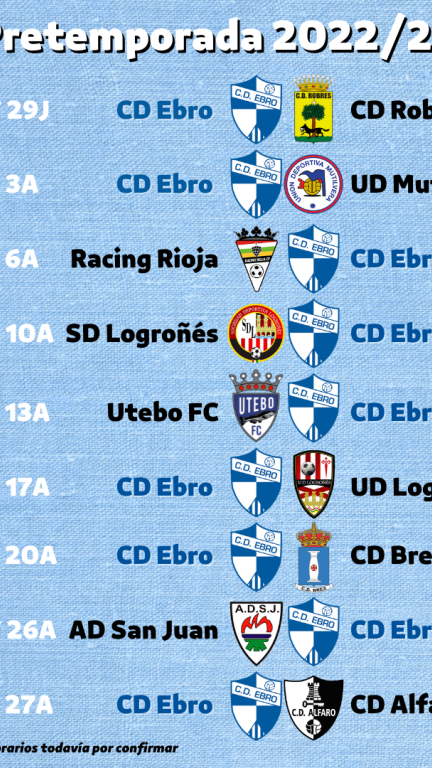 Calendario de pretemporada del CD Ebro.