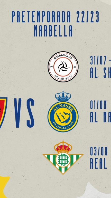 Estos son los amistosos que el Real Zaragoza disputará en su stage de Marbella.