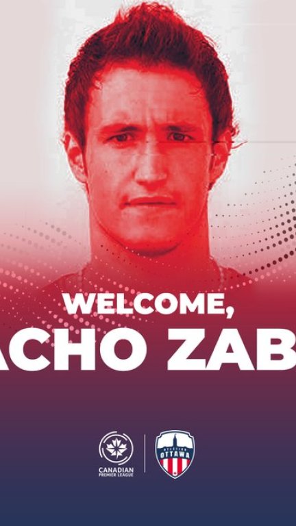 Cartel de bienvenida cuando Nacho Zabal fichó por el Atlético Ottawa