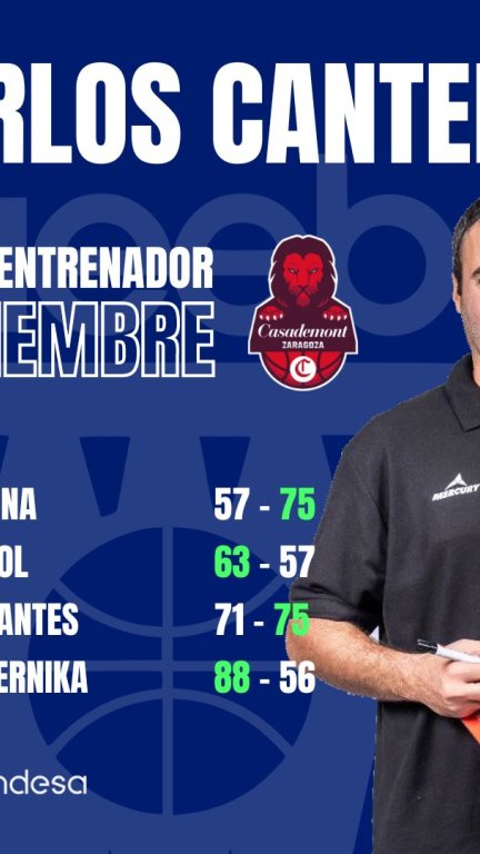 Carlos Cantero ha sido designado como mejor entrenador del mes de noviembre.