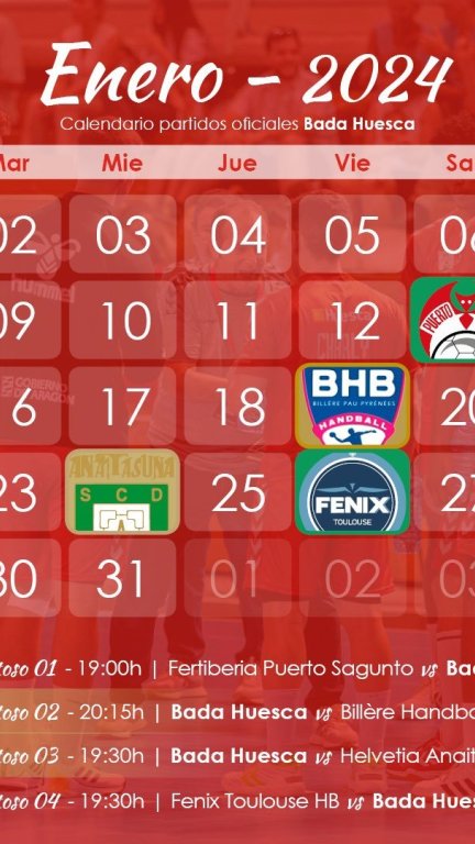Este es el calendario de amistosos del Bada Huesca para este mes de enero.