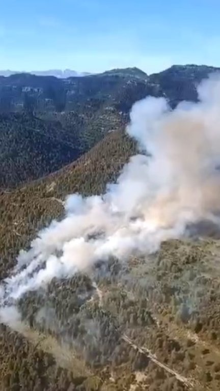 Imagen del incendio declarado en Yebra de Basa. / INFOAR