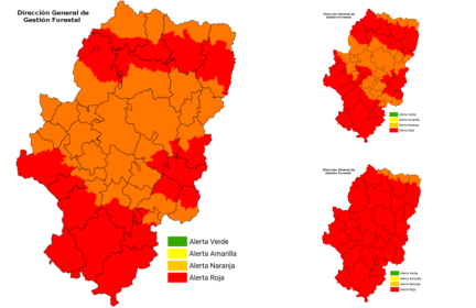 Mapa de las alertas por riesgo de incendios forestales.