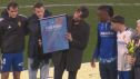Cristian Álvarez durante el homenaje de este domingo.