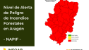 El nivel de alerta rojo por incendios alcanza a la totalidad del territorio aragonés este viernes.