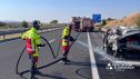 Bomberos de la Diputación de Zaragoza han rescatado a los dos ocupantes atrapados.