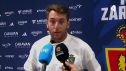 Ibai Gómez, técnico del Real Zaragoza, en zona mixta