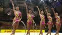 El conjunto español de gimnasia rítmica en el Campeonato del Mundo.