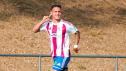 El Barbastro celebra un gol.