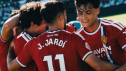 Los jugadores del Real Zaragoza celebran uno de los goles.
