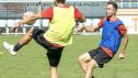Jugadores del CD Teruel durante un entrenamiento esta semana