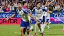 La plantilla celebra el gol ante el Cartagena