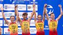 Podio de la prueba de relevo mixto sub-23