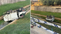 El camión de la basura accidentado en Barbastro.