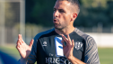 Raúl Jardiel, en un entrenamiento de la SD Huesca