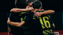 La plantilla celebra un gol ante el Atlético Madrileño