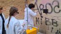 Los grafitis ocupan una superficie aproximada de 150 por 200 centímetros en la fachada occidental del templo.REMITIDA / HANDOUT por AYUNTAMIENTO DE HUESCAFotografía remitida a medios de comunicación exclusivamente para ilustrar la noticia a la que hace referencia la imagen, y citando la procedencia de la imagen en la firma23/10/2026