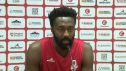 Gabriel Olaseni durante su comparecencia hoy ante los medios de comunicación