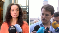 La coordinadora general de IU Aragón, Marta Abengoechea, y el presidente de CHA, Jorge Pueyo.