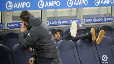 Momentos previos al comienzo del partido en Anoeta.