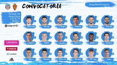 Citación del Real Zaragoza para el duelo en Lugo.