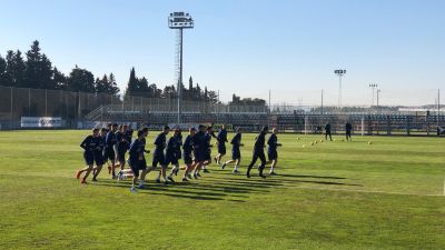Una imagen del entrenamiento de esta mañana en la Ciudad Deportiva.