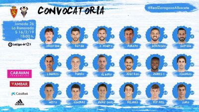 Lista de convocados para jugar contra el Albacete.