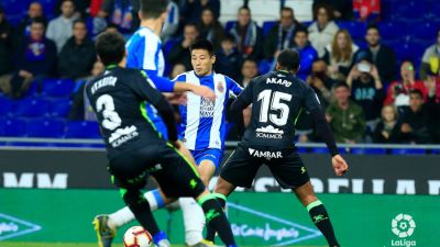 La Sociedad Deportiva Huesca en el anterior encuentro frente al RCD Espanyol.