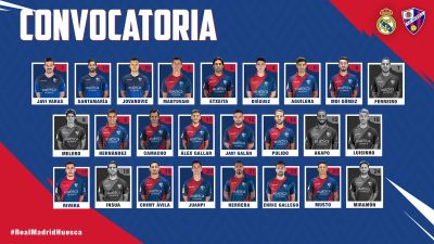 Convocatoria de la SD Huesca para jugar en el Bernabéu.