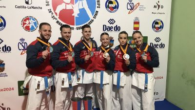 Los equipos campeones de España en el Europeo de Guadalajara.
