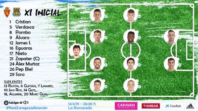 Once inicial del Real Zaragoza frente al Alcorcón.