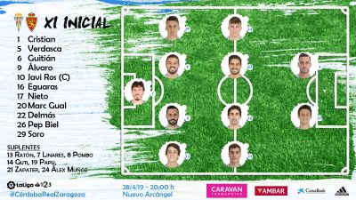 Alineación del Real Zaragoza en Córdoba.