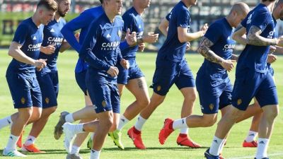 La plantilla del Real Zaragoza ha regresado hoy al trabajo en la Ciudad Deportiva.