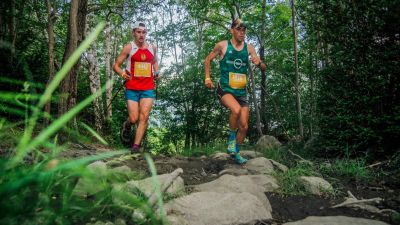 Sergio Serrano (Campeón) y Alberto Lasobras (Segundo), corredores de la Vuelta al Pico Cerler.