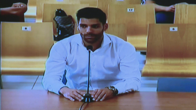 Ángel Lafita, en un instante de su declaración el día de hoy.